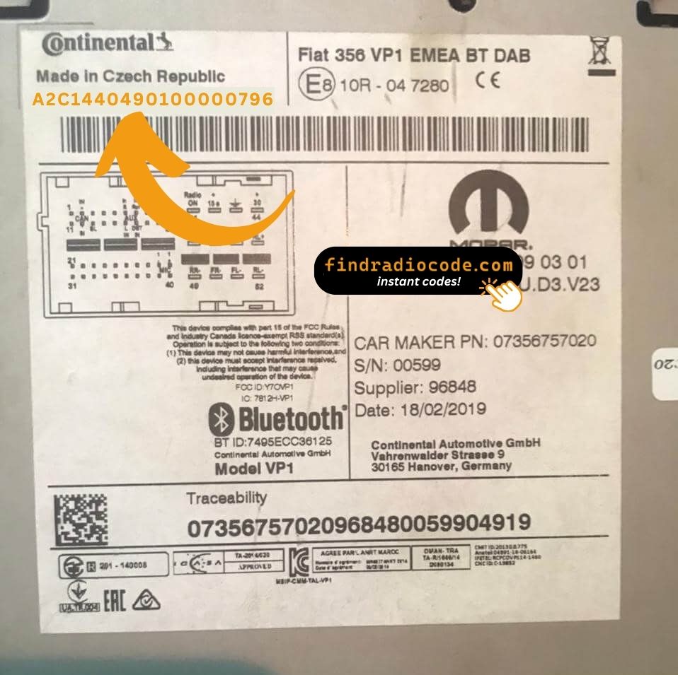 Uconnect 3.0 RA1 VP1 anti theft unlock using serial number